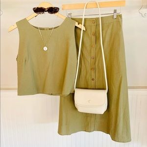 Matching set. Crop tank. Midi high-waisted skirt.